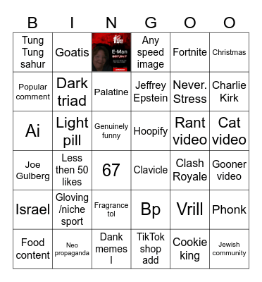 TikTok bingo Card