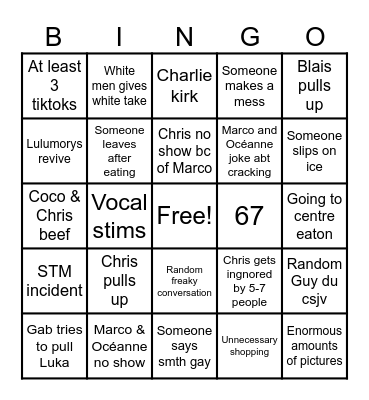 Sammi soup bingo Card