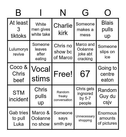 Sammi soup bingo Card
