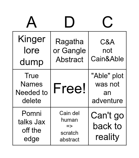 tADC EP 8 - Prediction Bingo Card