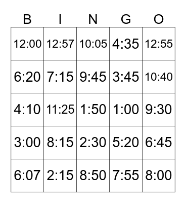 Time is an illusion Bingo Card