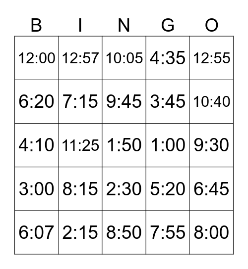 Time is an illusion Bingo Card