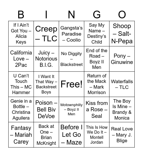 Club 40/40! Bingo Card