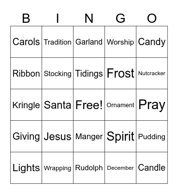 Christmas Bingo Card