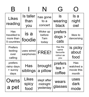 find someone who... Bingo Card