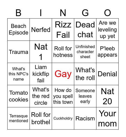 DnD Bingo Card