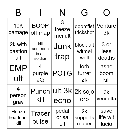 DPS Bingo Card
