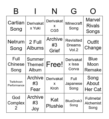 Derivakat 2026 BINGO Card