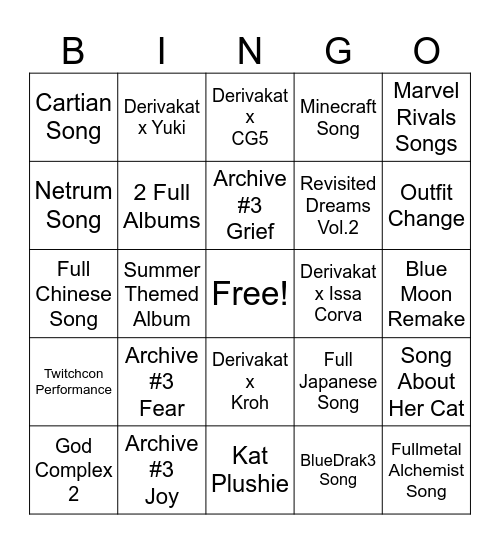 Derivakat 2026 BINGO Card