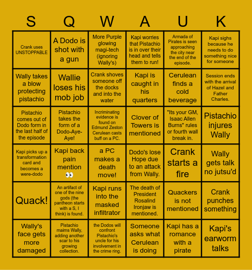 Dodoborne 2.12 fan bingo Card