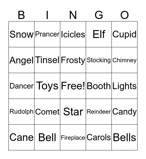 Holiday Bingo Card