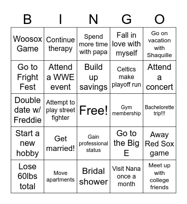 Jessica’s 2026 💍🤍 Bingo Card