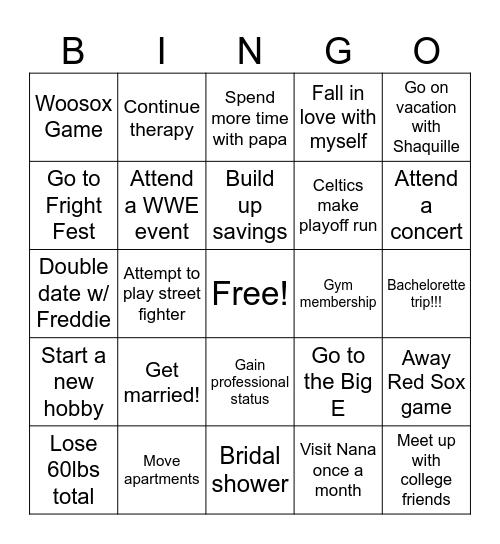 Jessica’s 2026 💍🤍 Bingo Card