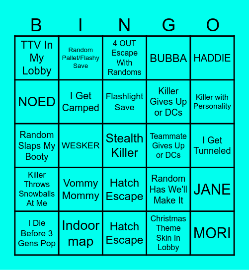 Dead by Daylight Bingo Card