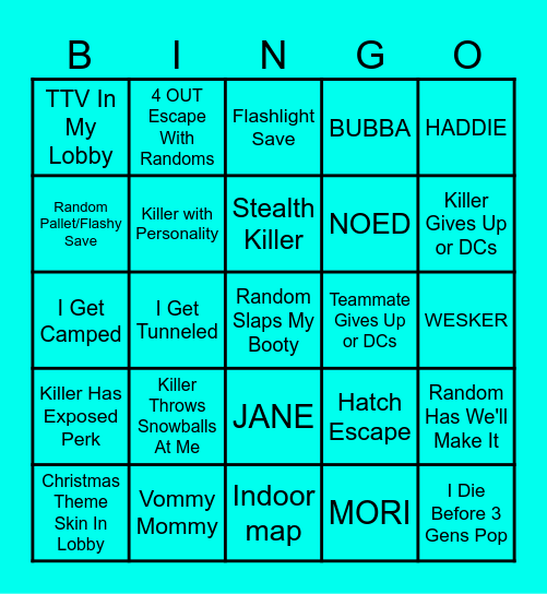 Dead by Daylight Bingo Card