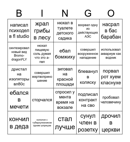 итоги года 2025 Bingo Card