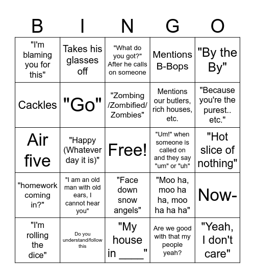 SMALLEY BINGO Card