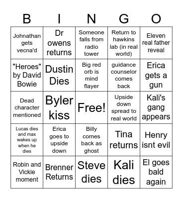 Stranger Things Volume 2 Bingo Card