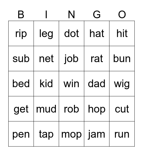 2nd grade  phonics Bingo Card