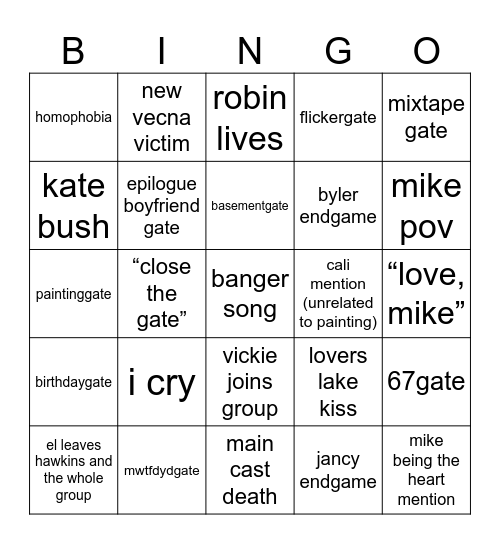st vol 2 + finale Bingo Card