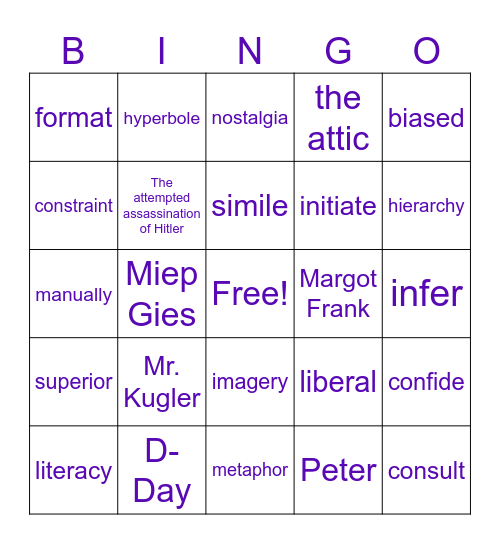 Final Review Bingo Card