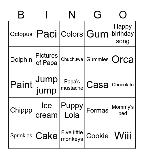 Two the Sea Bingo Card
