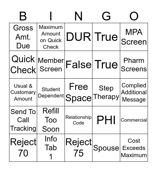 Envision's Bingo Card