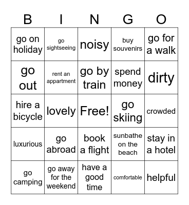 travelling Bingo Card