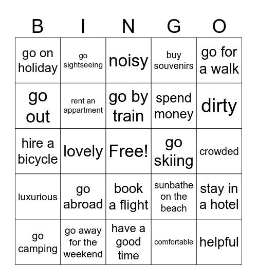travelling Bingo Card