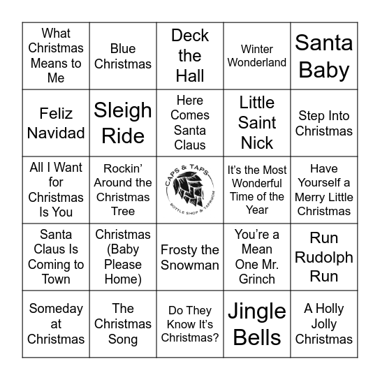 Holiday Hits Bingo Card