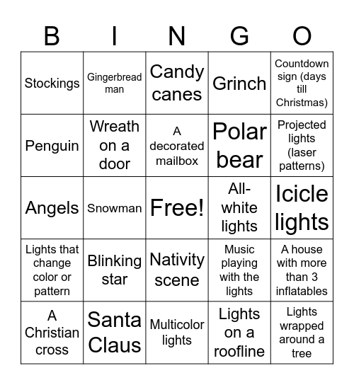 Christmas Lights Bingo! Bingo Card