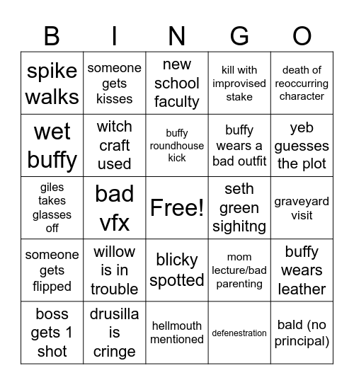 buffy pt 2 bingo!! Bingo Card