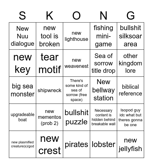Sea of Sorrow Bingo Card