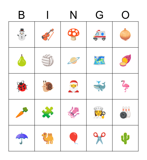 Vocabulary Bingo Card