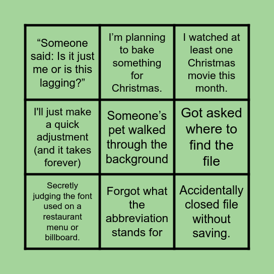 Creative Bingo Card