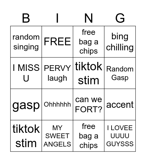 sadie bingo Card