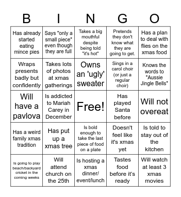 Xmas Bingo Card
