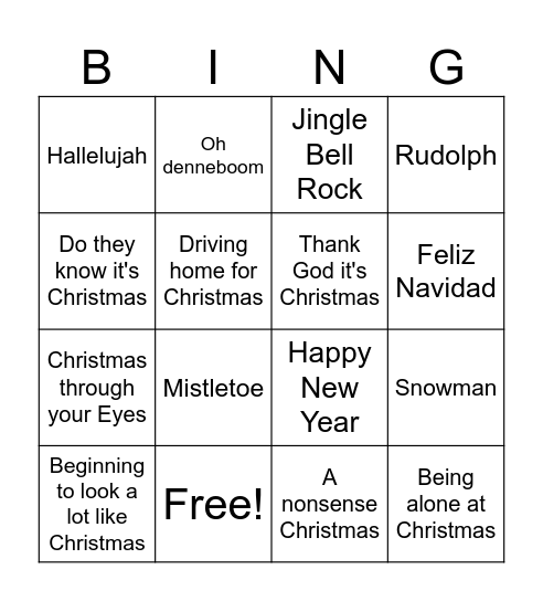 Kerstbingo Card