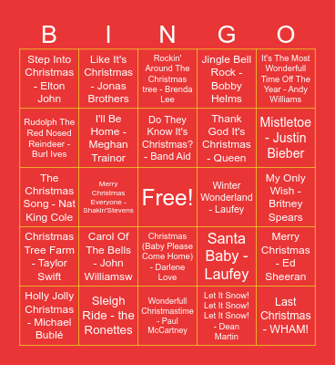 christmas bingo Card
