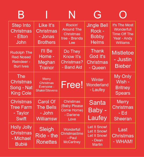 christmas bingo Card