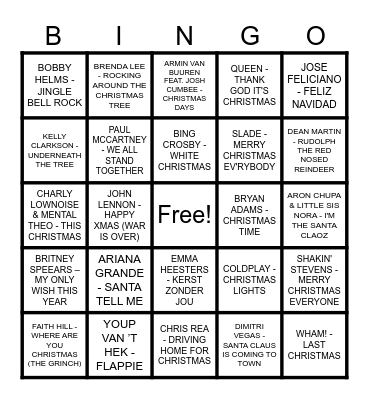 KERSTMUZIEKBINGO Card