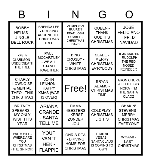 KERSTMUZIEKBINGO Card