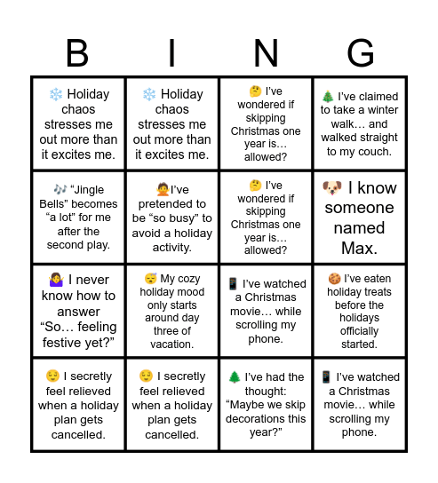 WHO IS THE GRINCHIEST Bingo Card