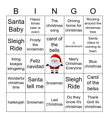 Christmas bingo Card