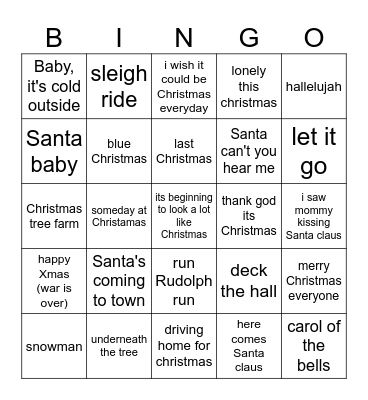 xmas bingo Card