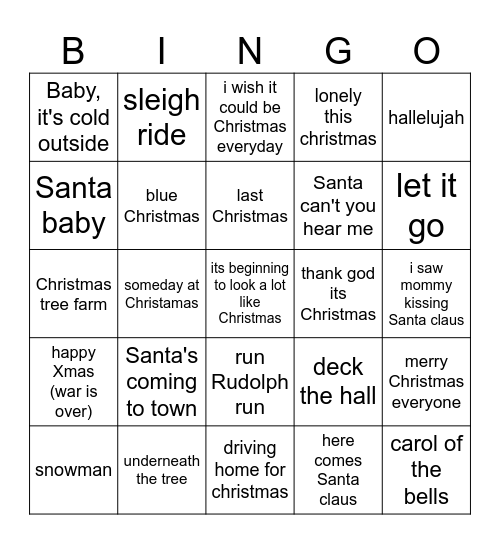 xmas bingo Card