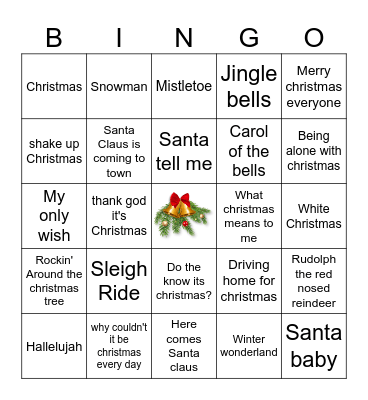 kerstliedjes Bingo Card