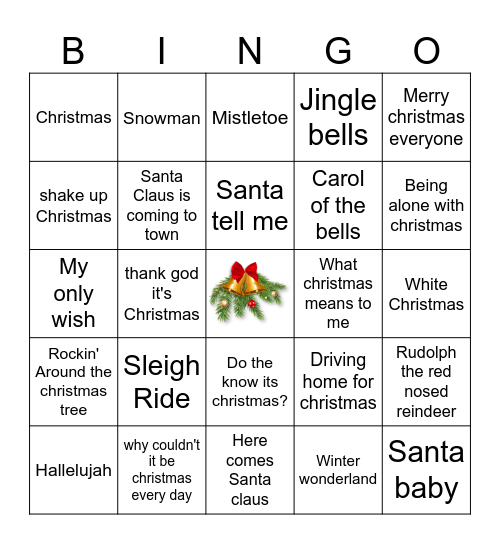 kerstliedjes Bingo Card