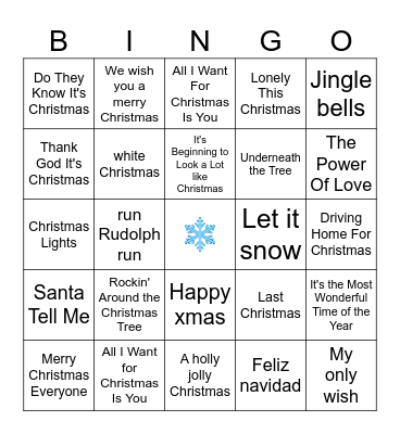 Kerst Bingo Card