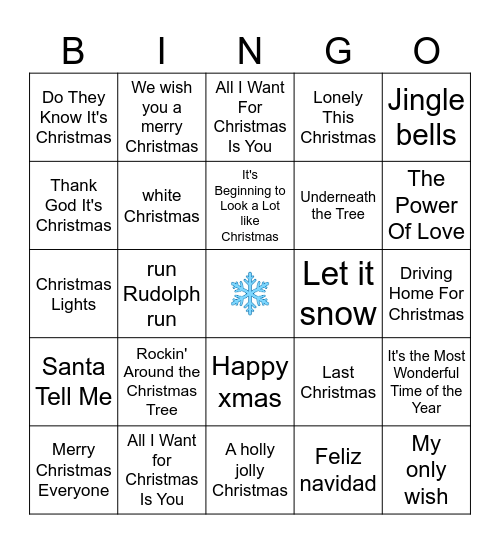 Kerst Bingo Card